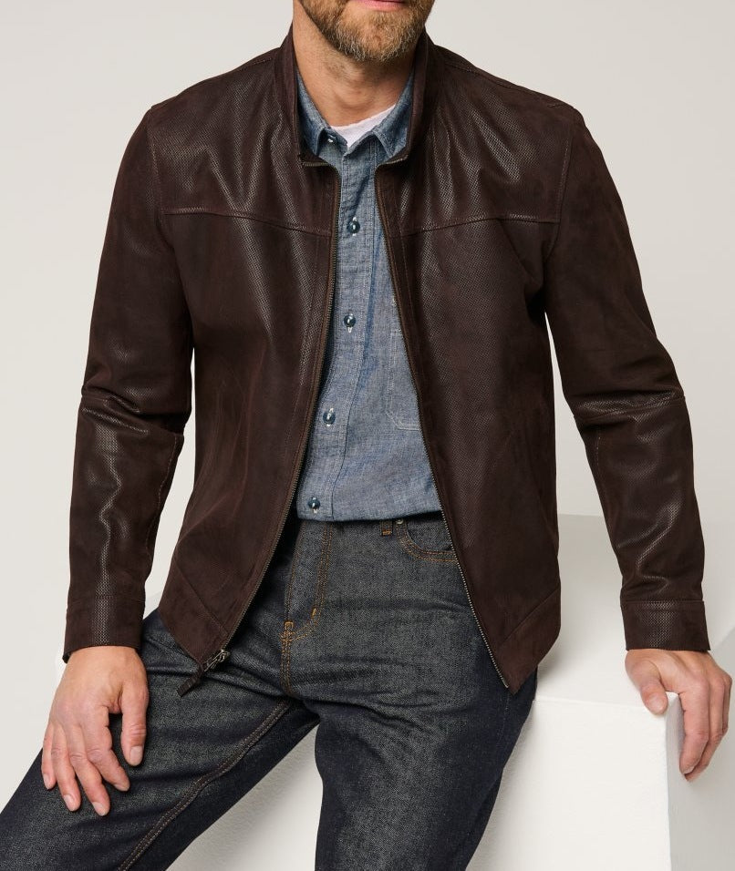 Herren Lederjacke im modernen Schnitt mit strukturiertem Obermaterial Drune