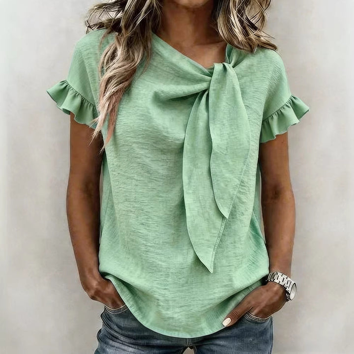 Damen Bluse mit Rüschenärmeln und Schleifendetail Drune