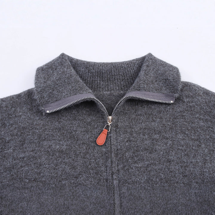 Damen lässiger Pullover mit hochwertigem Kragen und Reißverschluss Drune
