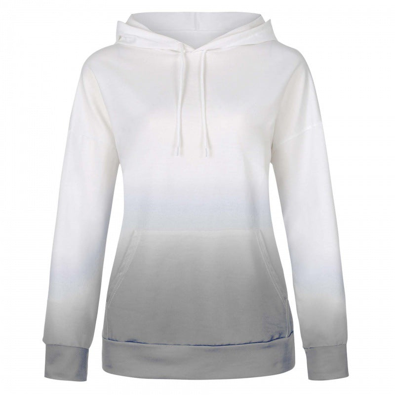 Damen Kapuzenpullover mit modernen Farbverlauf und praktischen Kängurutaschen Drune