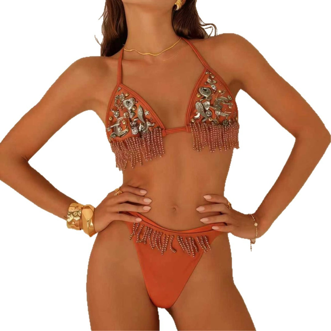 Damen Verführerischer Triangel-Bikini mit funkelnden Akzenten Drune