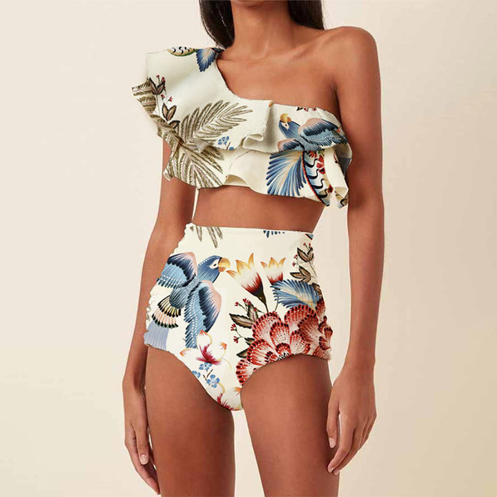 Damen Badeanzug-Set mit floralen Rüschen und taillierter Shorts Drune