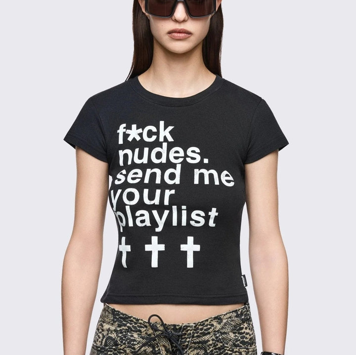 Damen Crop-Top mit auffälligem Grafikdesign Drune