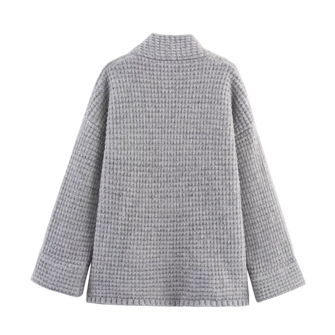 Damen lässige oversized Strickjacke mit doppelter Knopfleiste und bequemem Schnitt Drune