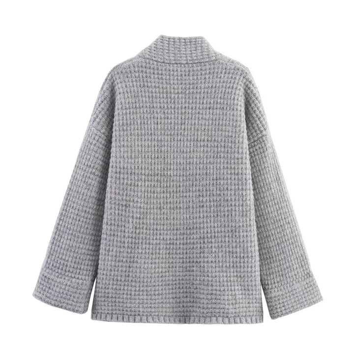 Damen lässige oversized Strickjacke mit doppelter Knopfleiste und bequemem Schnitt Drune