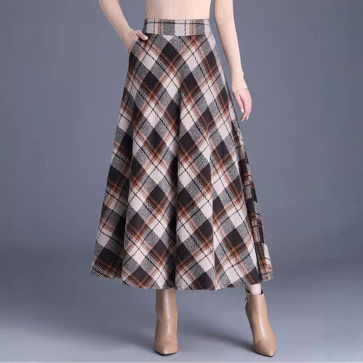 Damen Maxirock im eleganten Karodesign Drune