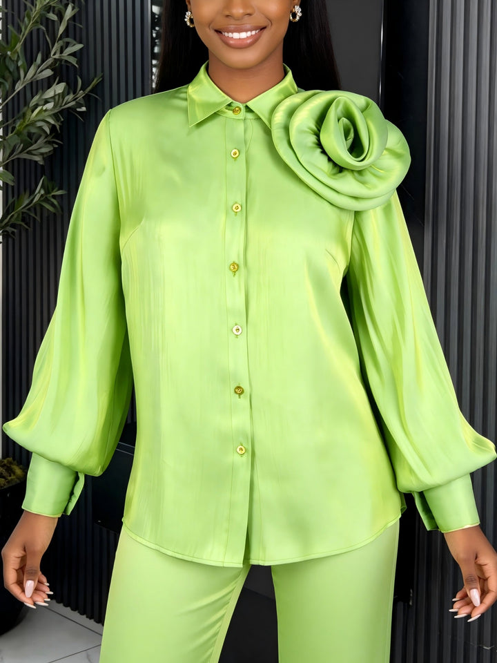 Damen Satinrock mit floralem Rüschen-Design und taillierter Schleife Drune