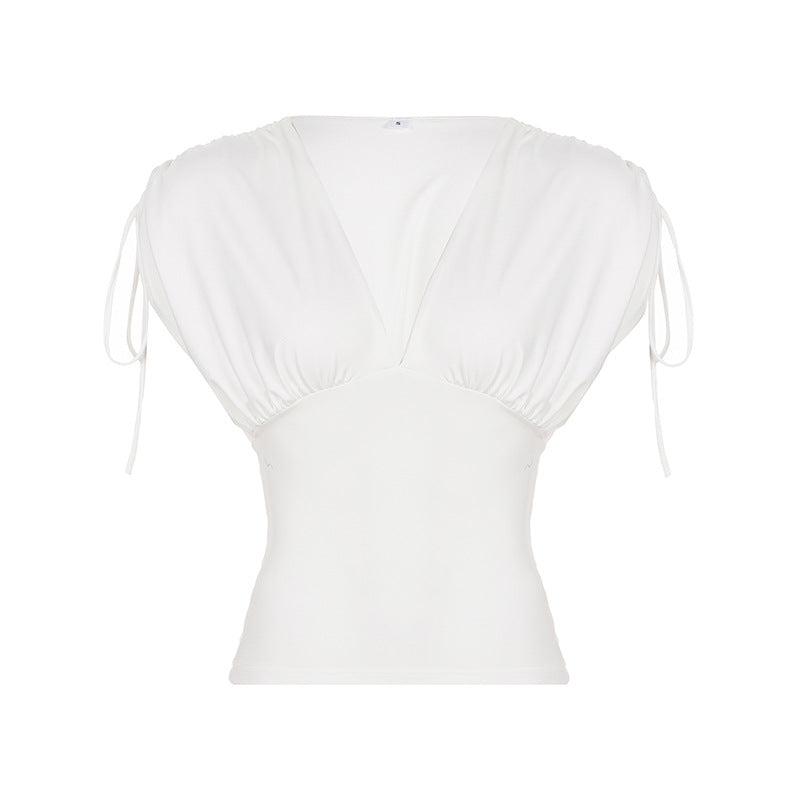 Damen elegantes Oberteil mit raffinierten Rüschendetails und verstellbaren Trägern Drune