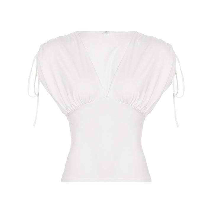 Damen elegantes Oberteil mit raffinierten Rüschendetails und verstellbaren Trägern Drune