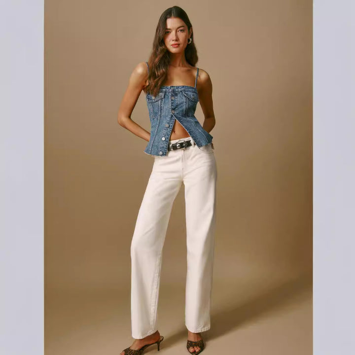 Femme Strukturierte Denim Korsett Top Drune