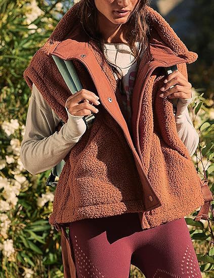 Damen kuschelige Weste aus Fleece mit praktischen Taschen und innovativem Design Drune