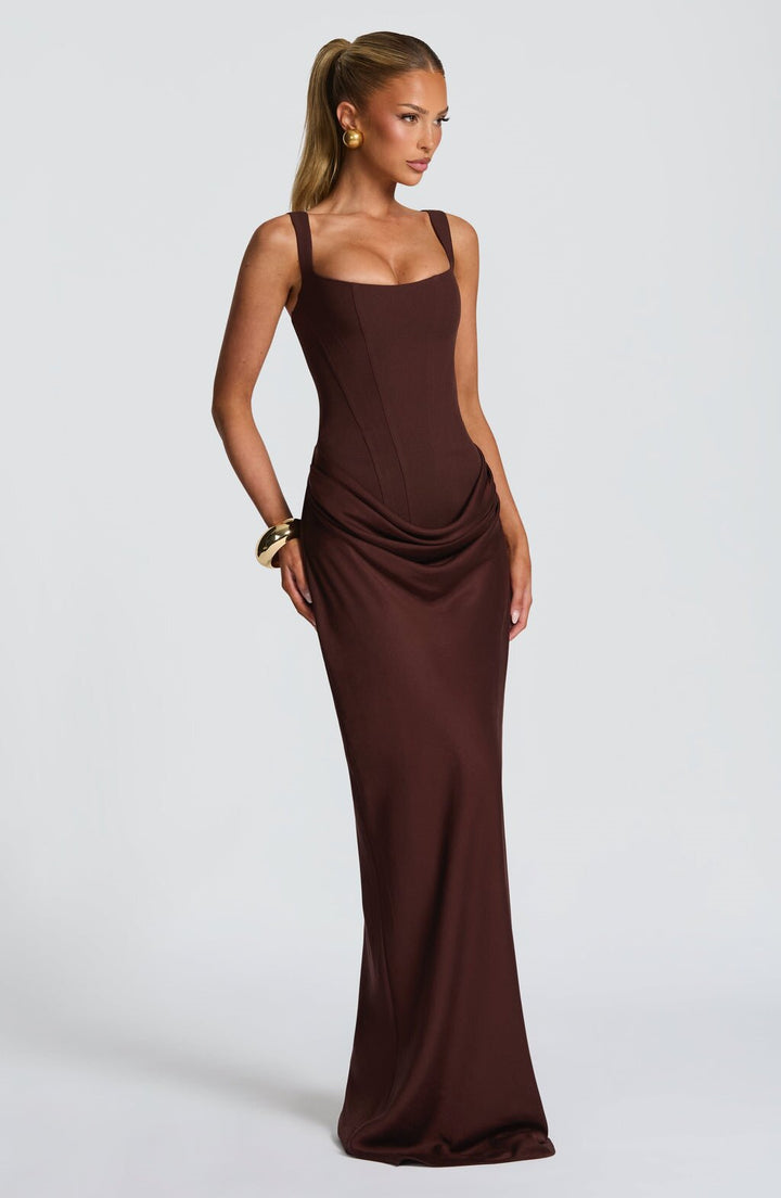 Damen Elegantes Maxikleid mit raffiniertem Drapierungseffekt Drune