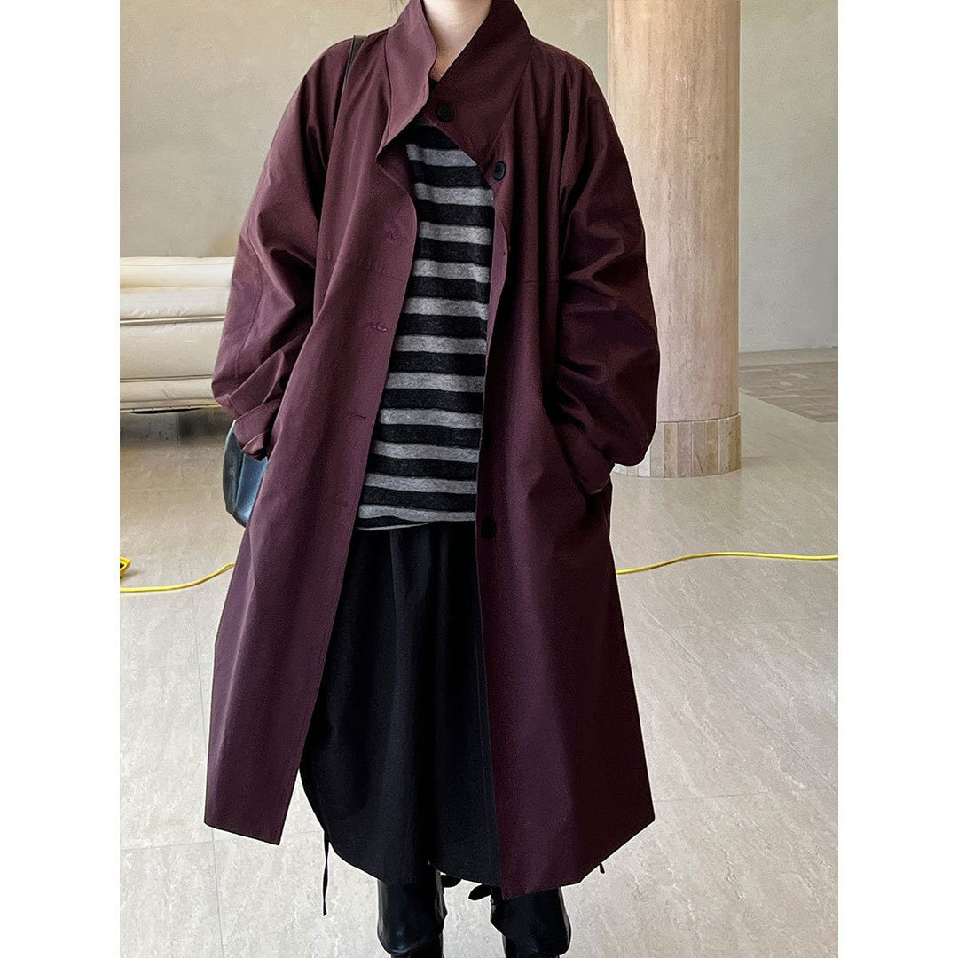 Drune | langer Trenchcoat - Minimalistisch & Entspanntes Fit - Offenes Vorderdesign - Herbst & Winter Oberbekleidung