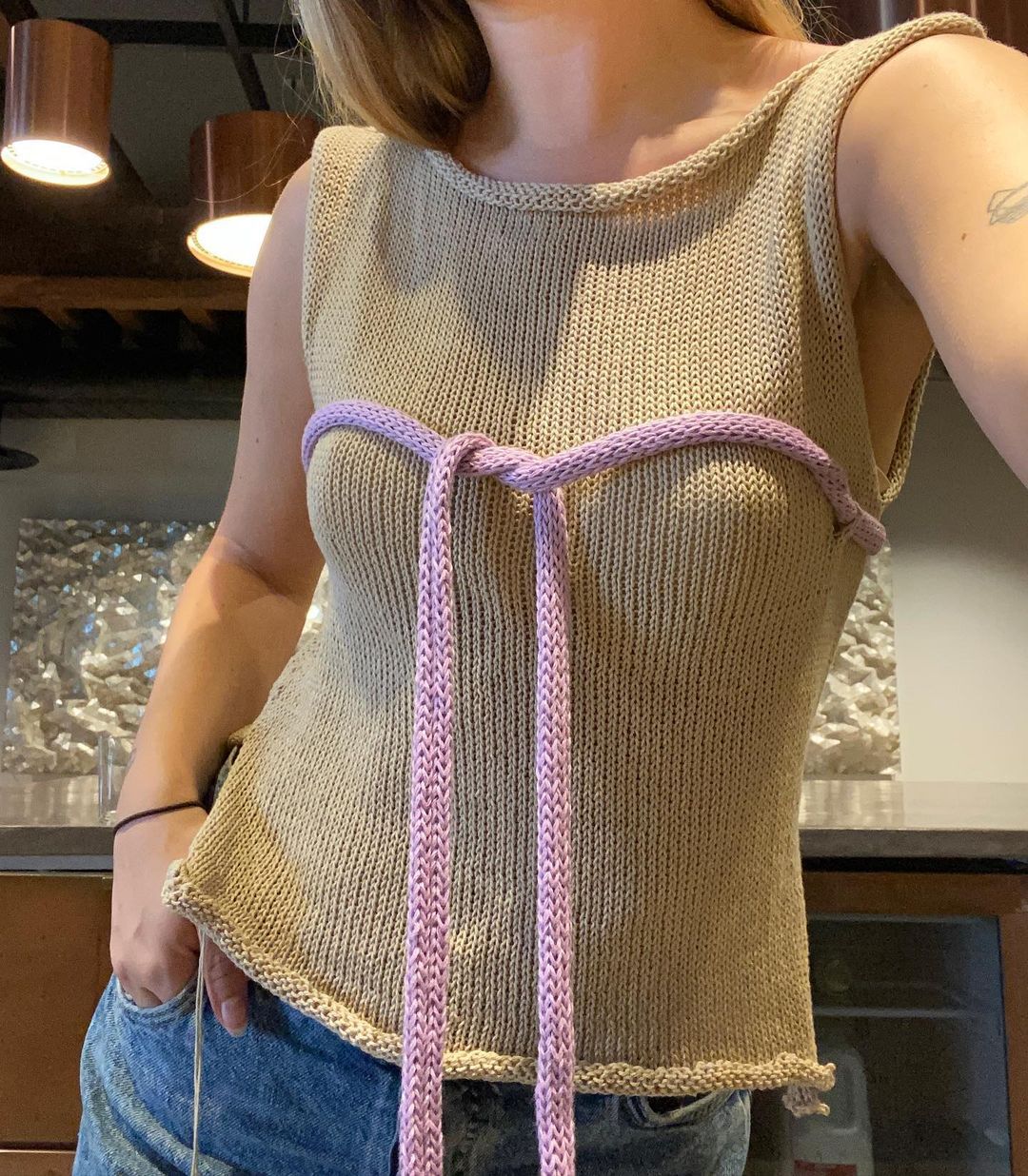 Damen Strickoberteil mit raffinierten Knoten- und Schleifendetails Drune
