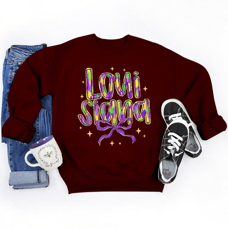 Damen Sweatshirt mit kreativem Schriftzug und weichem Innenfutter Drune
