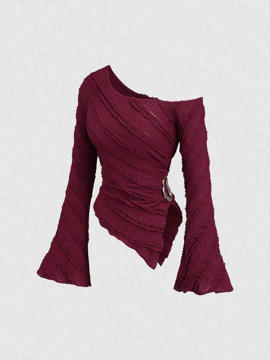 Damen asymmetrisches Oberteil mit strukturiertem Design und Wickelverschluss Drune