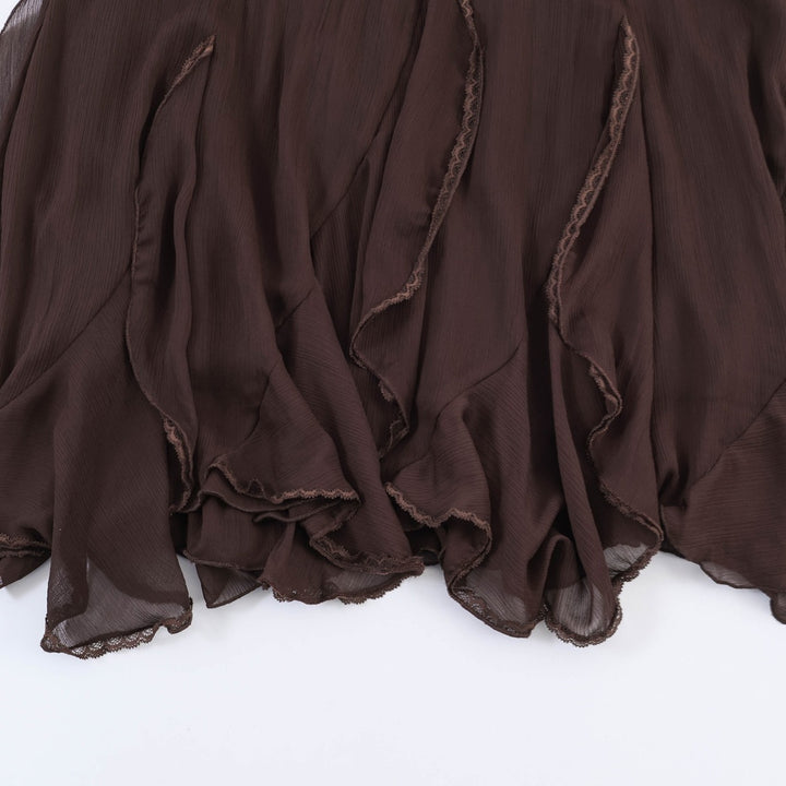 Damen Eleganter, fließender Maxirock mit Volants Drune