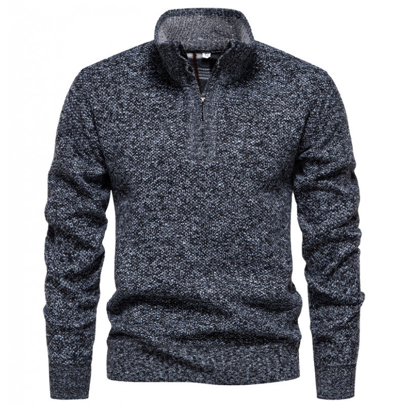 Herren Strickpullover mit halbem Reißverschluss und modischem Strukturdesign Drune