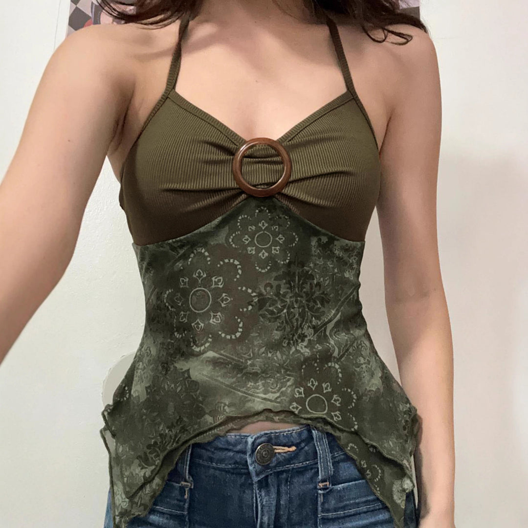Damen sexy Spitzenoberteil mit floralem Design und verstellbaren Trägern Drune