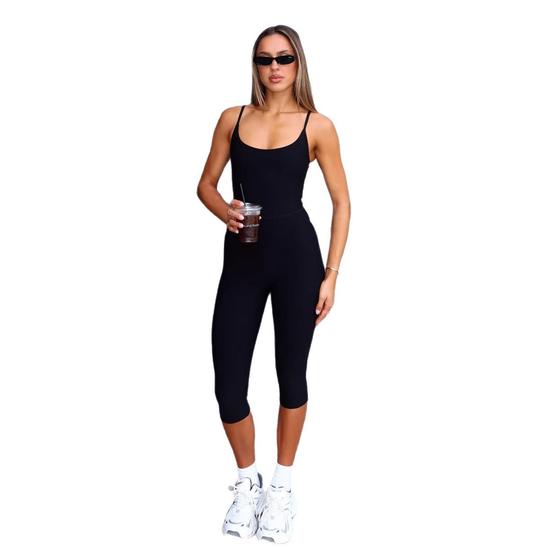 Damen Sportlicher Body mit langen Beinen und verstellbaren Trägern Drune