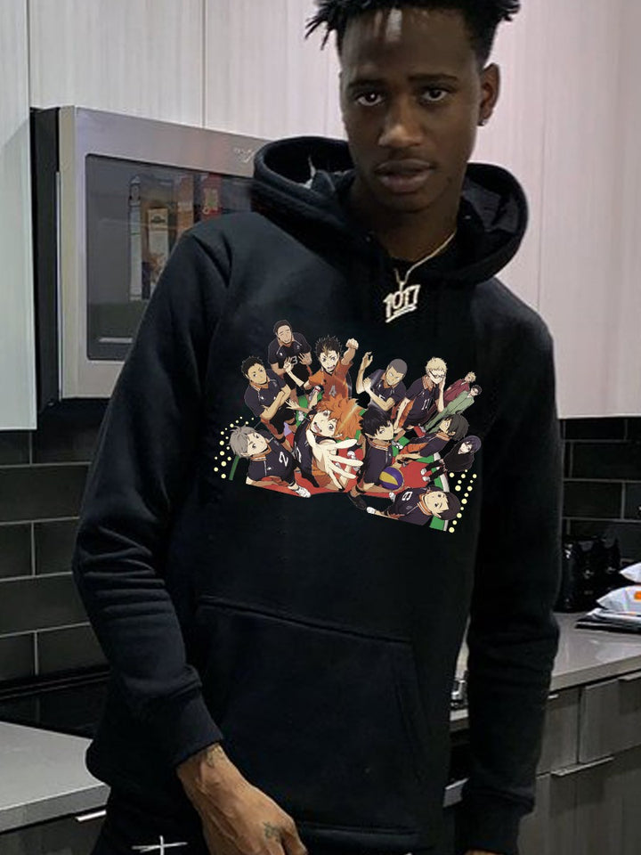 Herren Hoodie mit stylishem Anime-Druck Drune