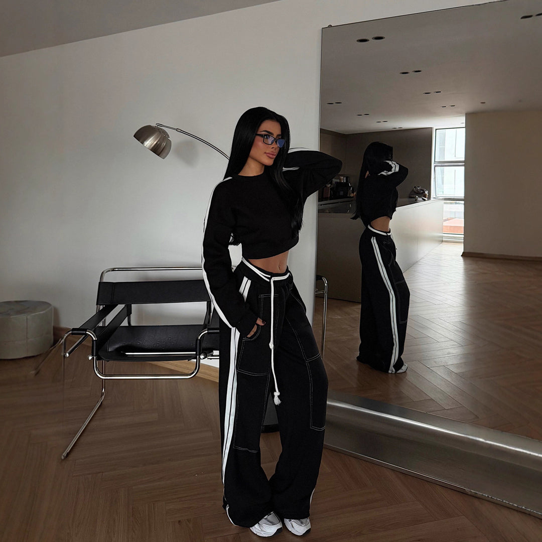Damen lässiges Crop-Set aus bequemer Baumwolle Drune