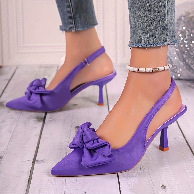 Damen elegante Slingback-Pumps mit dekorativem Schleifen-Detail Drune