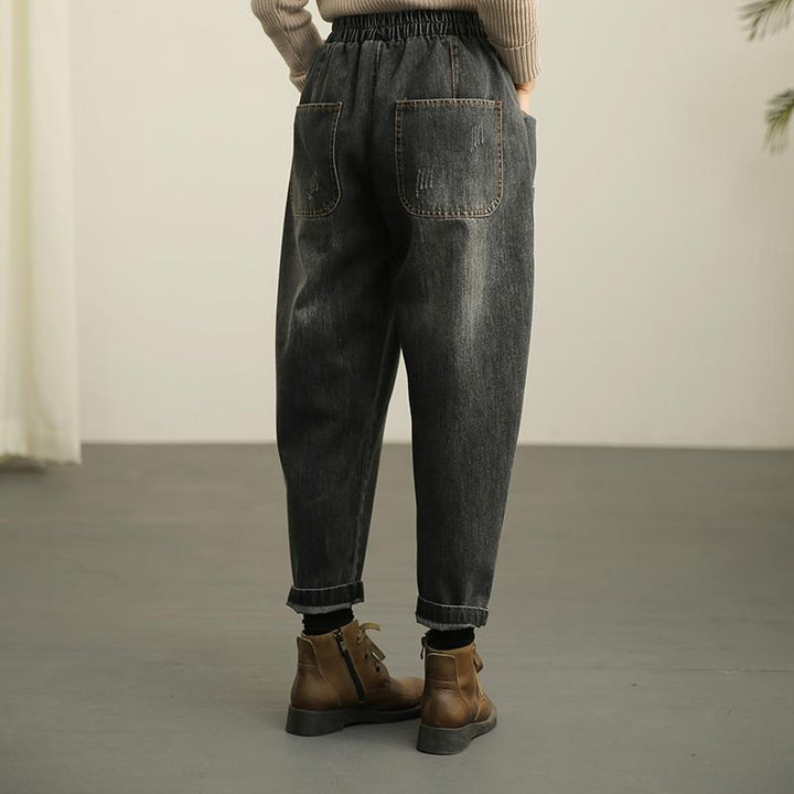 Damen lässige Jeanshose mit tiefen Taschen Drune