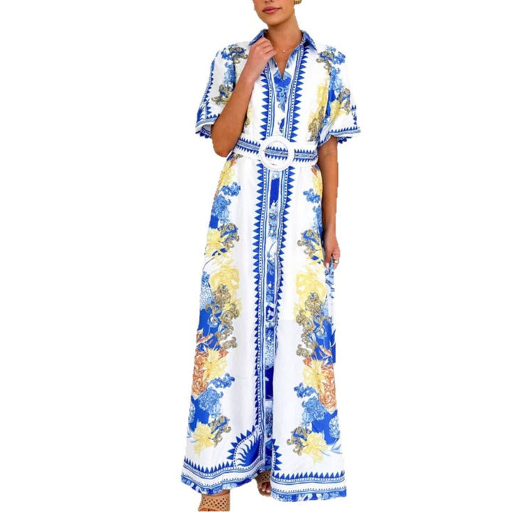 Damen Elegantes Maxikleid mit floralem Design und geschlitztem Saum Drune