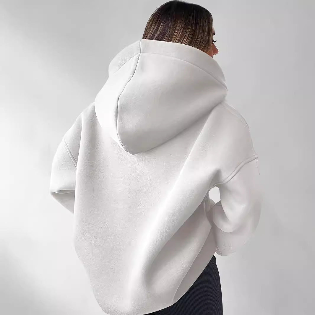 Damen Oversized Hoodie mit kurzem Kragen und praktischen Seitentaschen Drune