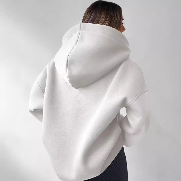 Damen Oversized Hoodie mit kurzem Kragen und praktischen Seitentaschen Drune
