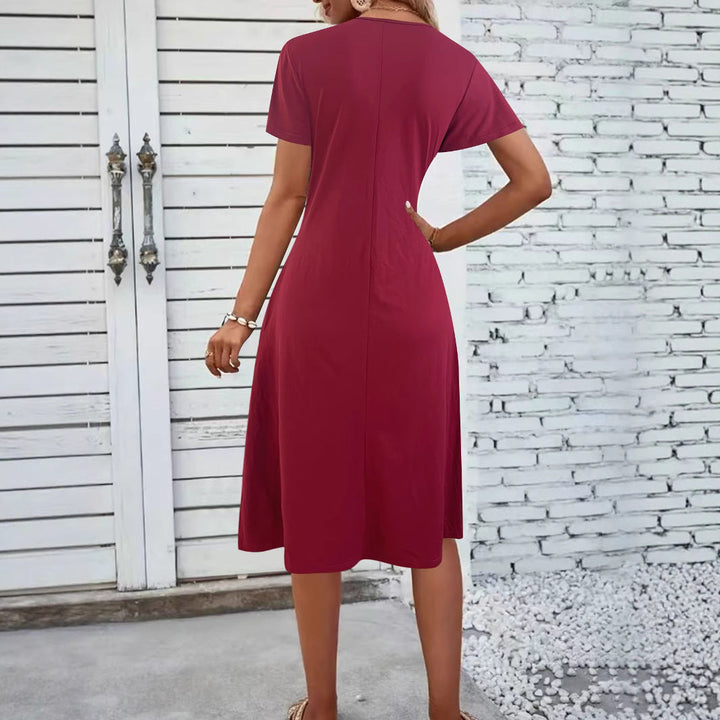 Damen Jumpsuit mit figurbetontem Wickeldesign und elegantem V-Ausschnitt Drune