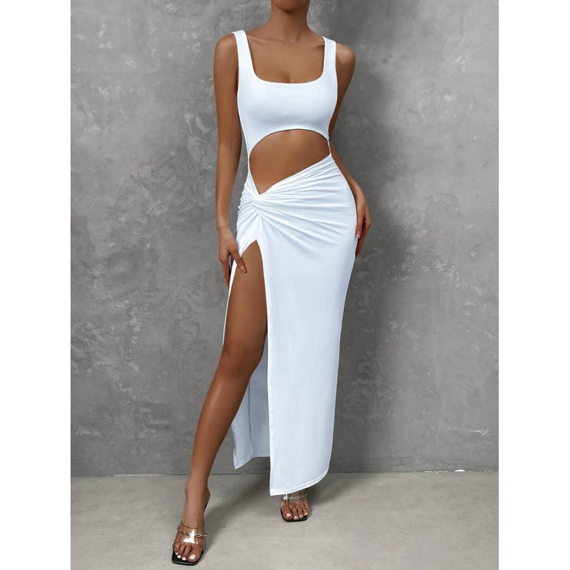 Damen Cut-Out Maxikleid mit seitlichem Schlitz und hochwertigem Material Drune