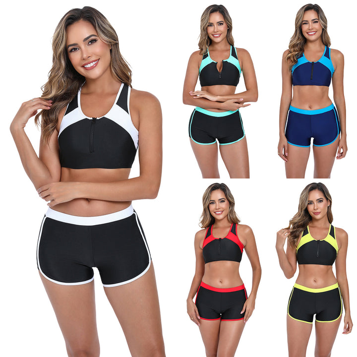 Damen Sportliches Bikini-Set mit funktionalem Reißverschluss Drune