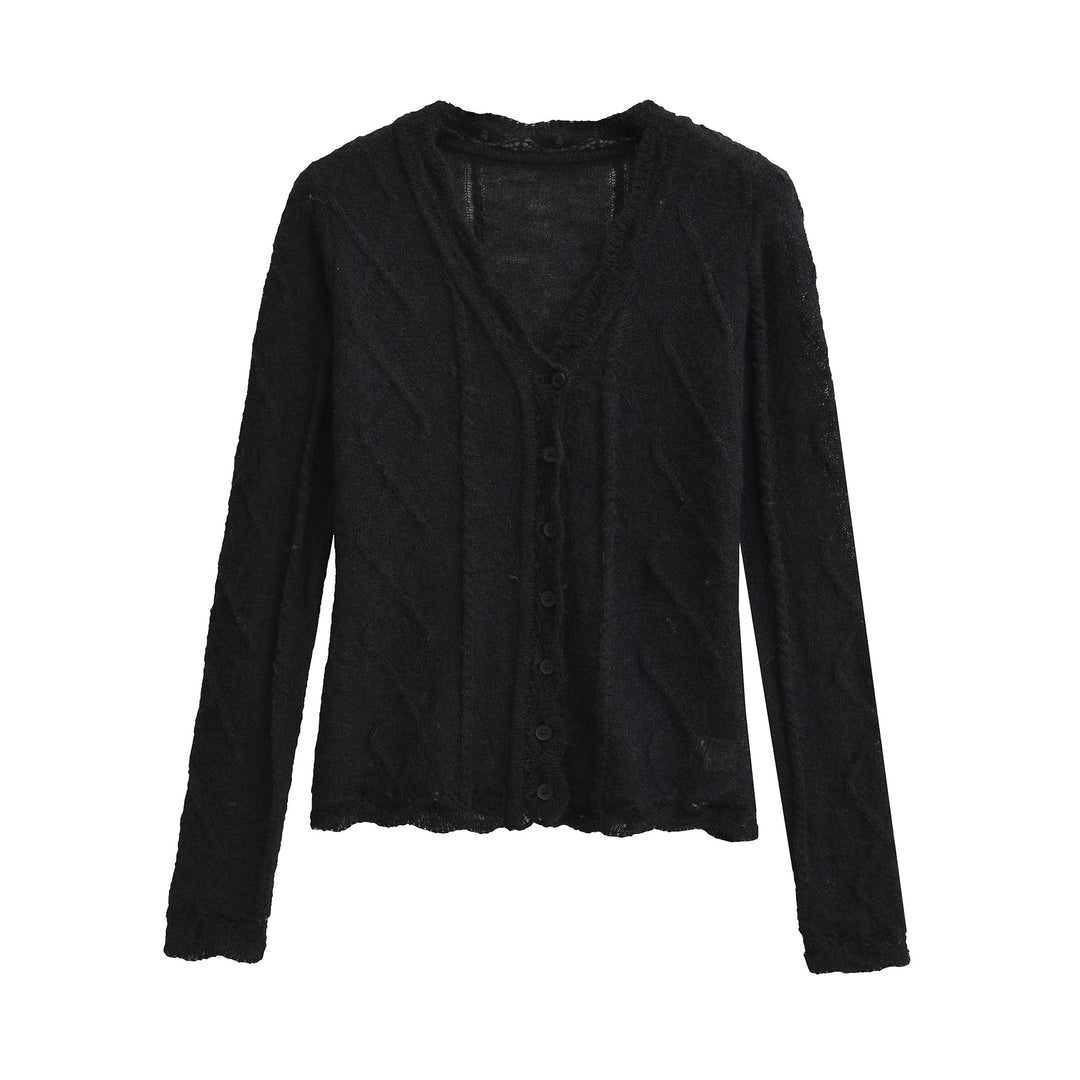 Damen Strickjacke mit Zopfmuster und Knopfverschluss Drune