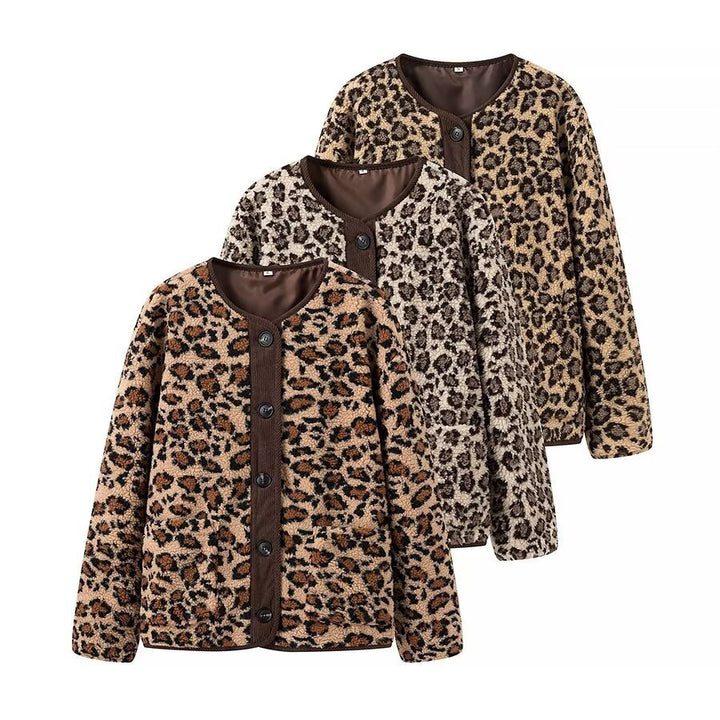 Damen Leo-Muster Plüschjacke Drune