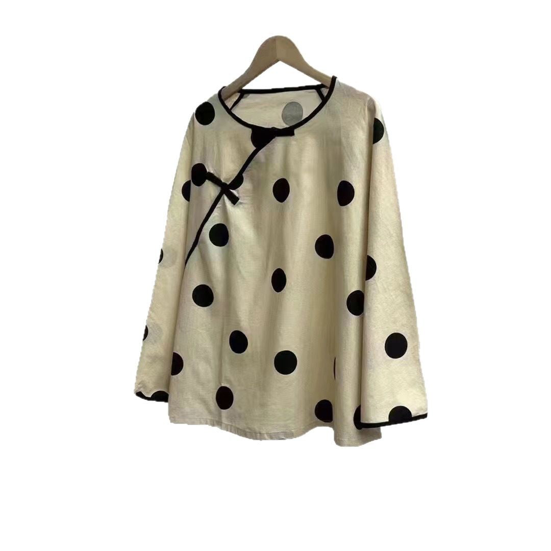 Damen Stylische Polka Dot Tunika Oberteil Drune