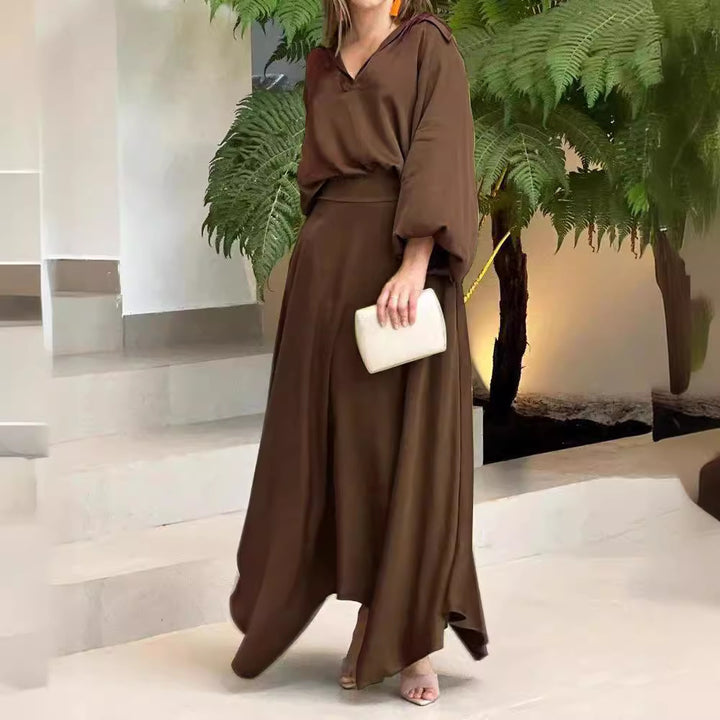 Damen Maxikleid mit weitem Schnitt und eleganten Ärmeln Drune