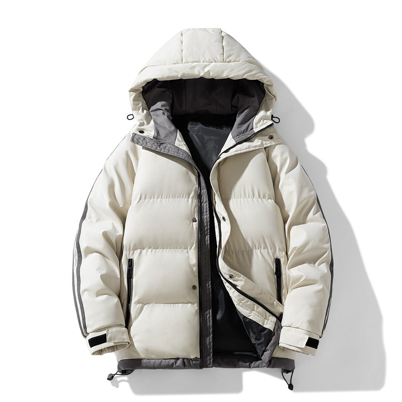 Herren nan gesteppte Kapuzen-Winterjacke mit Thermofutter, seitlichen Kontraststreifen und winddichter Außenhülle Drune