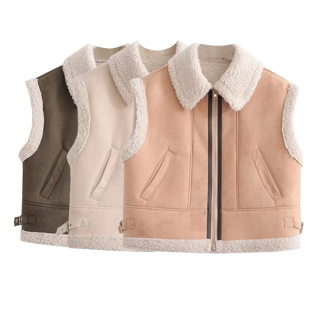 Damen modische Weste mit weichem Fleecefutter und modernem Design Drune
