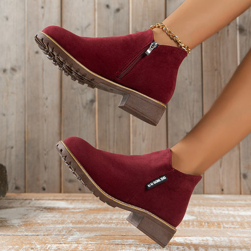 Damen nan elegante Chelsea-Ankleboot aus Veloursoptik mit seitlichem Reißverschluss und profilstarker Laufsohle Drune