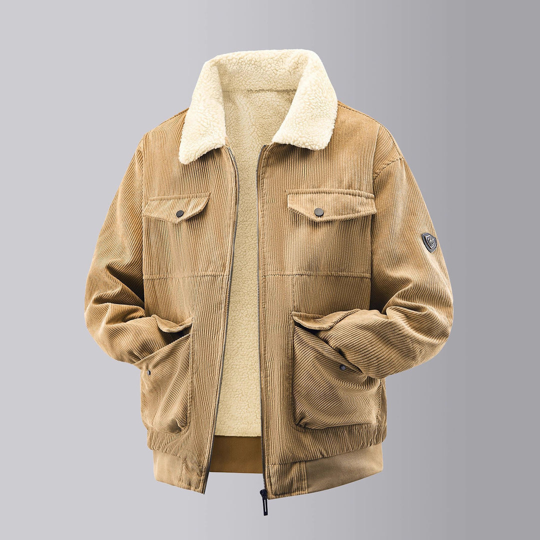 Herren kuschelige Teddy-Fleecejacke mit praktischen Brusttaschen und elastischen Bündchen Drune