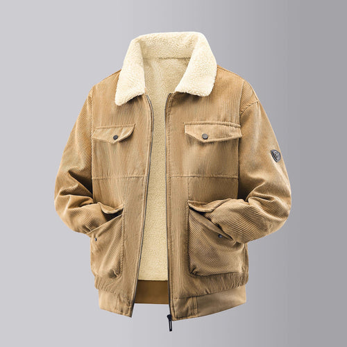 Herren kuschelige Teddy-Fleecejacke mit praktischen Brusttaschen und elastischen Bündchen Drune