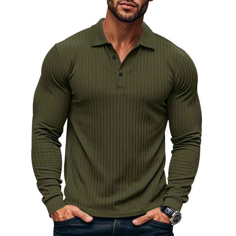 Drune | Henley Slim Fit Gerippter Strick Langarm Moderner Kragen