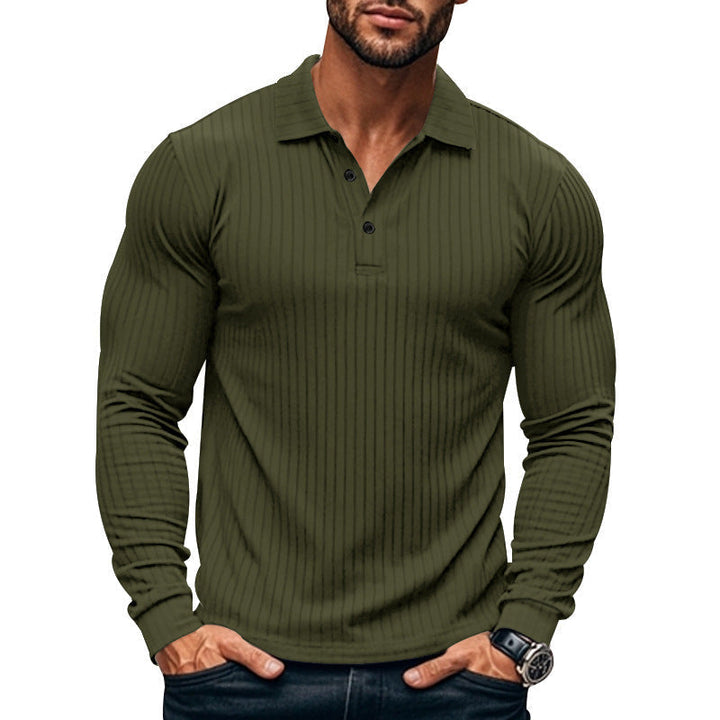 Drune | Henley Slim Fit Gerippter Strick Langarm Moderner Kragen