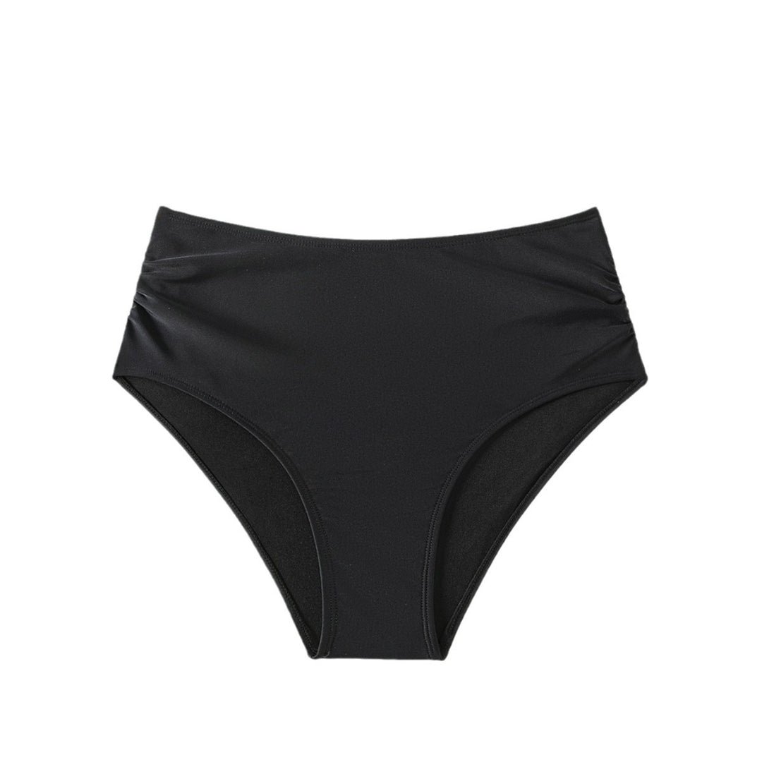 Damen Hoch geschnittener Bikini-Hosen mit Raffungen Drune