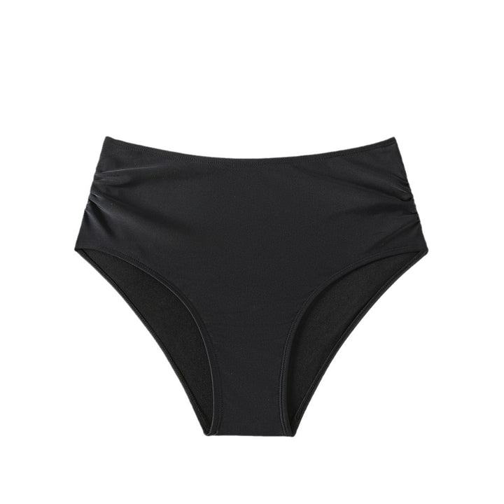 Damen Hoch geschnittener Bikini-Hosen mit Raffungen Drune