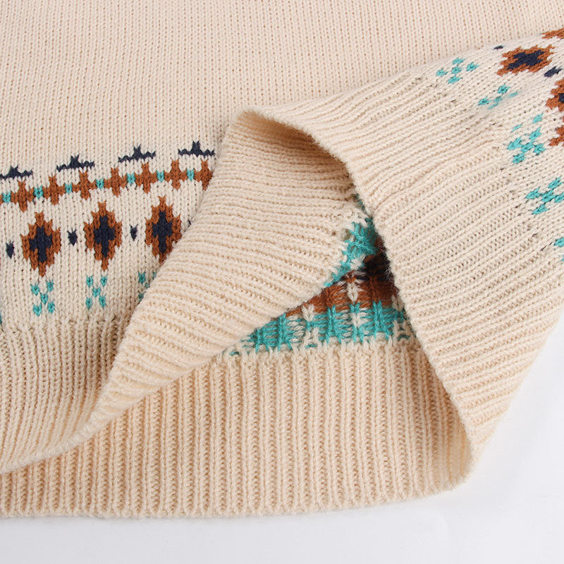 Damen Strickpullover mit buntem Norwegermuster Drune