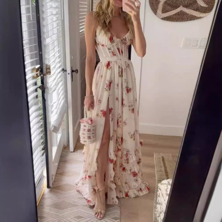 Drune | Bedrucktes Strandurlaub Langrock Kleid