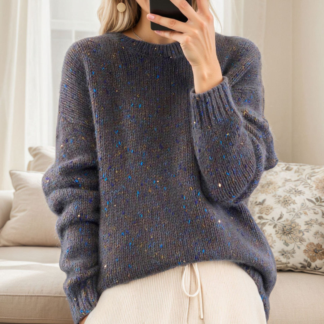 Damen Kuscheliger Strickpullover mit funkelnden Akzenten und lässigem Schnitt Drune